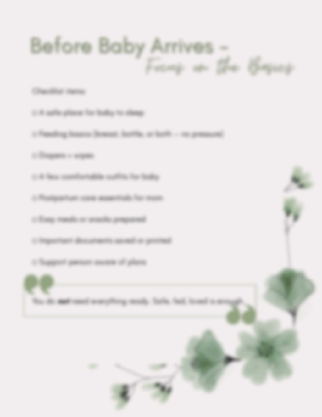 First Time Mom Survival Checklist