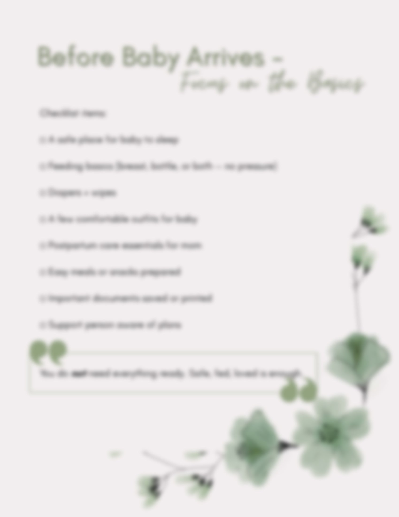 First Time Mom Survival Checklist