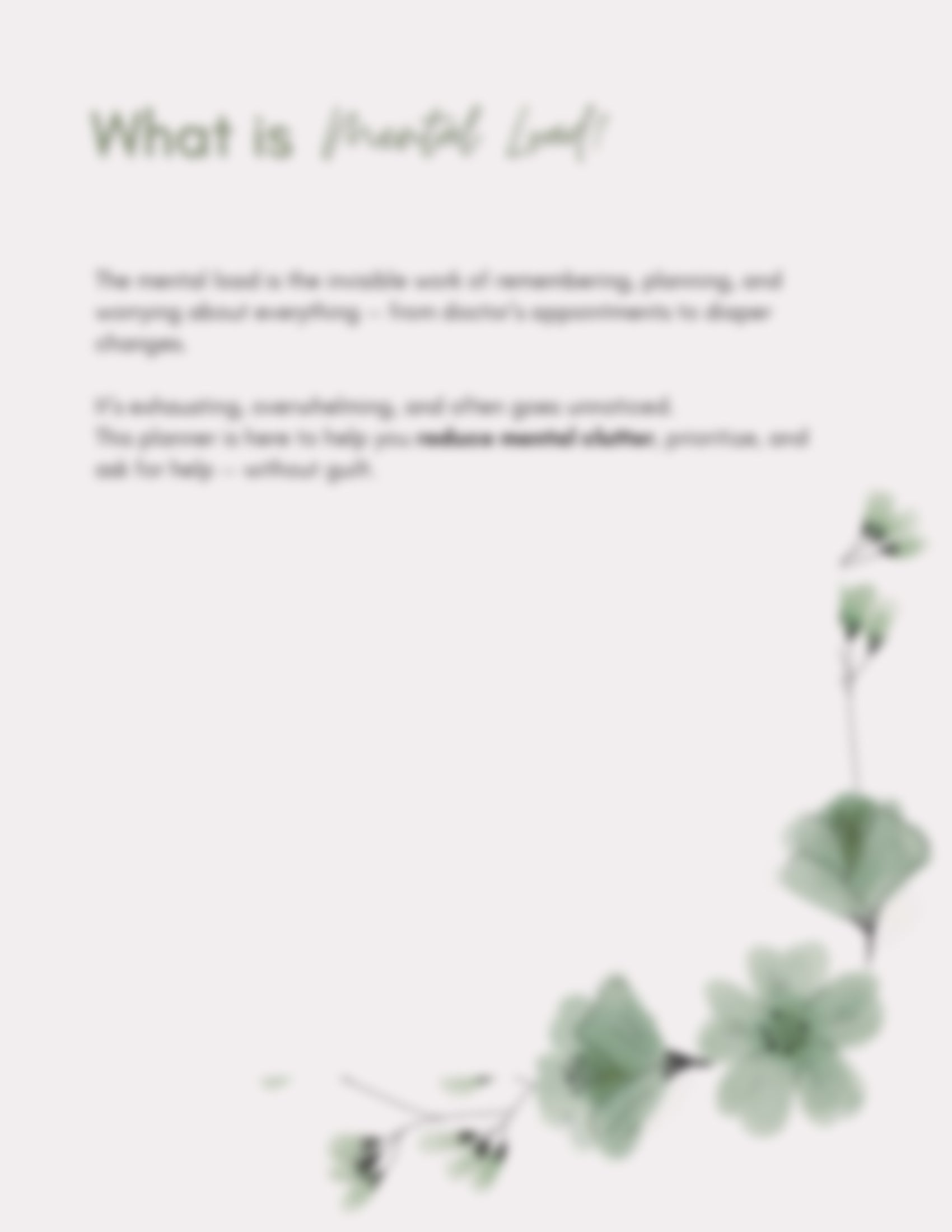 Postpartum Mental Load Planner