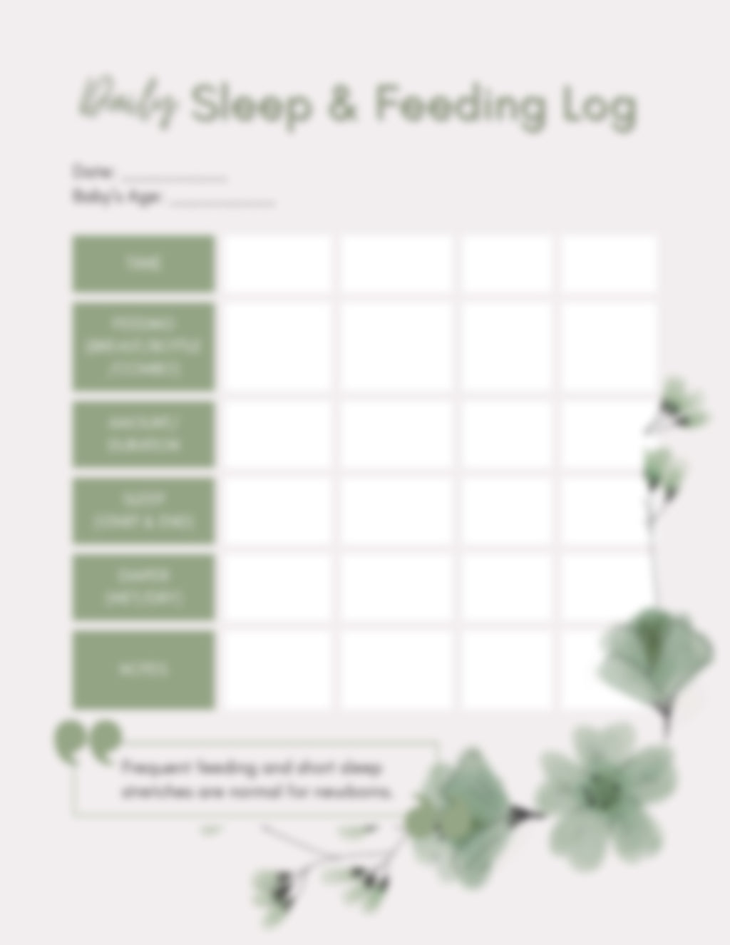 Newborn Sleep & Feeding Tracker