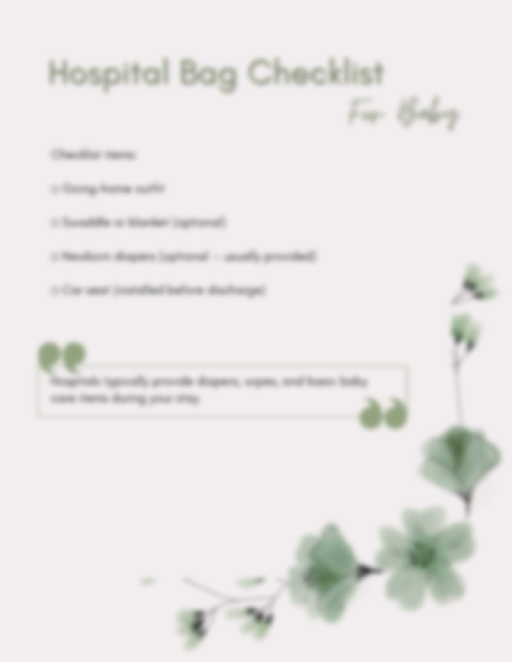 Hospital Bag Checklist - Mom & Baby