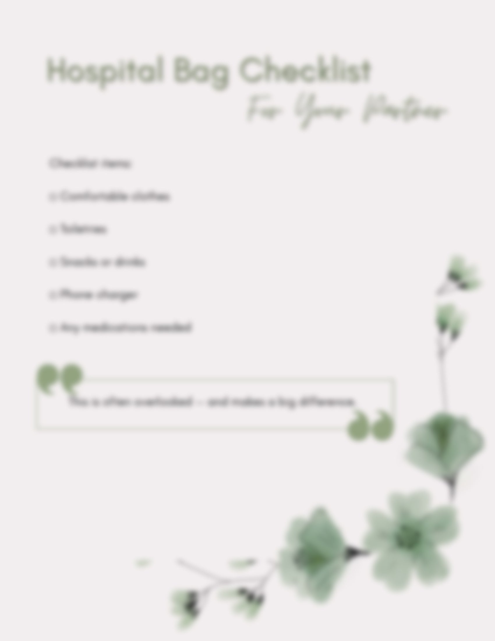 Hospital Bag Checklist - Mom & Baby